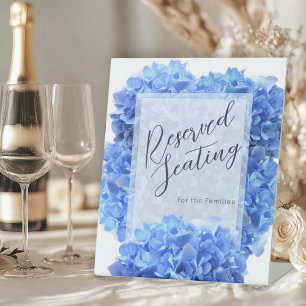 Reservierte Blue Hydrangeas Hochzeitsempfehlung Sockelschild