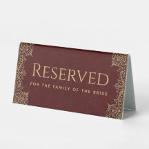 Reservierte Burgundy Gold Wedding Bride Familie