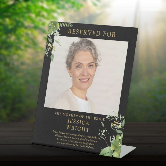 Reservierte Foto-Hochzeit Gerettet Sockelschild (Reserved Save A Seat Photo Wedding Pedestal Sign)