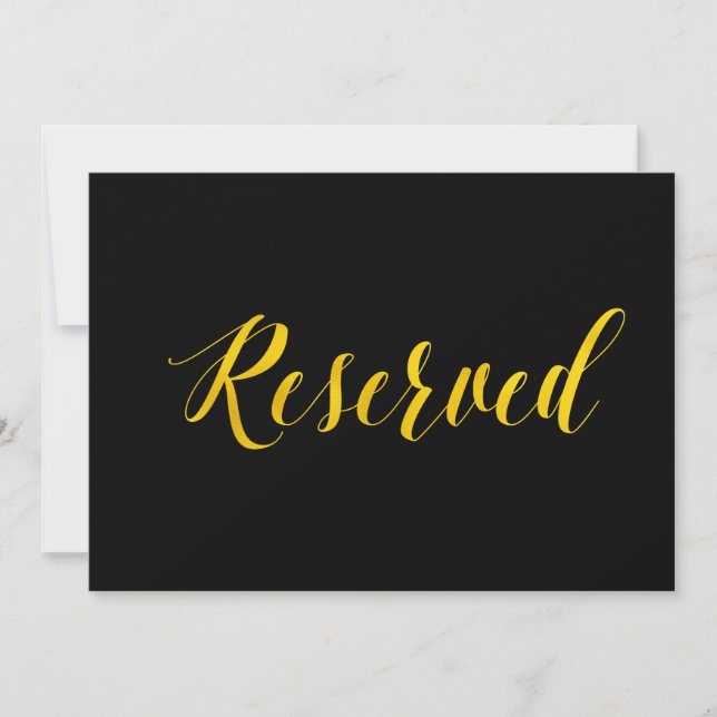 "Reservierte Imitate Gold Foil Chic Wedding Sign" Einladung (Vorderseite)