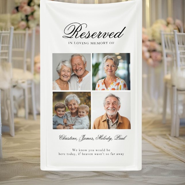 Reservierte Sitzplatzreservierung - 4 Foto Gedenkf Banner (Reserved Seat - 4 Photo Memorial Wedding Banner)