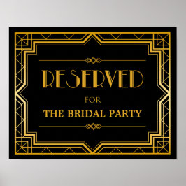 Reservierte Tafelhochzeit | Gatsby Art Deco Poster