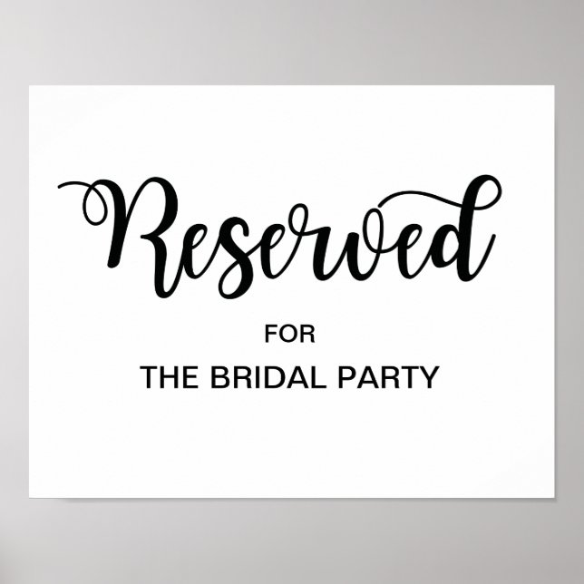 Reservierte Tafelhochzeit | Moderne Kalligrafie Poster (Vorne)
