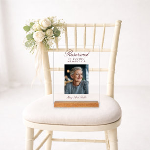 Reservierter Sitz Elegantes Foto Hochzeitsgedenken Acrylschild