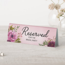 Reserviertes Brautparty Rosa Lila Blüte Tischaufsteller