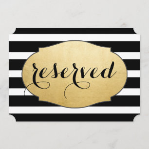 Reserviertes Hochzeitschild mit schwarzen Streifen Einladung