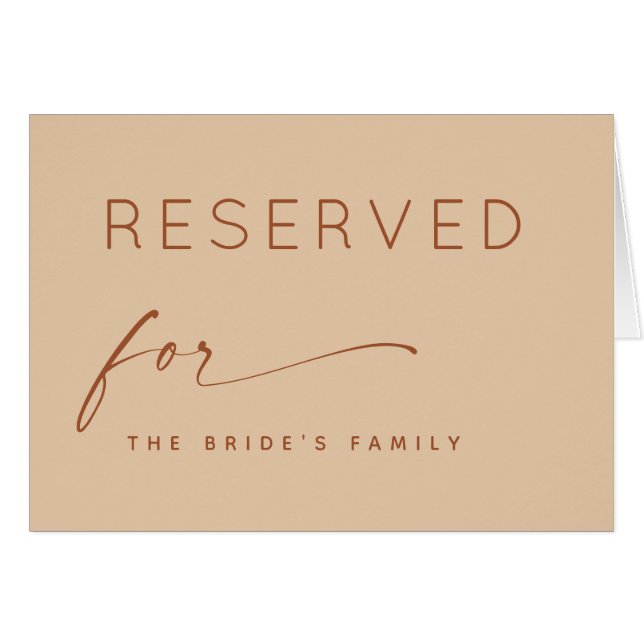 Reserviertes Hochzeitsschild | Minimal Warm Peach  (Vorderseite (Horizontal))