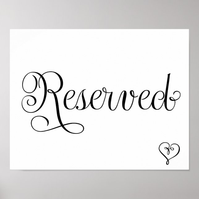 Reserviertes Hochzeitsszeichen Poster (Vorne)