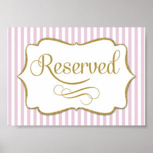 Reserviertes Schild Rosa Gold Streifen