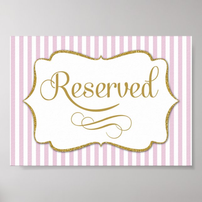 Reserviertes Schild Rosa Goldstreifen (Vorne)