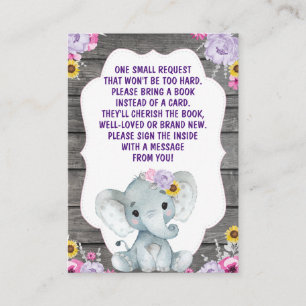 Reservierungskarte Girl Elephant Pink Lila gelb Begleitkarte
