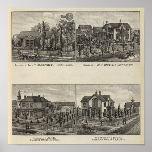 Residences, Florence, and Hillsboro, Kansas Poster (Vorne)