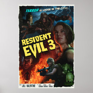 Resident Evil 3 Remake Poster Retro Movie Kunst