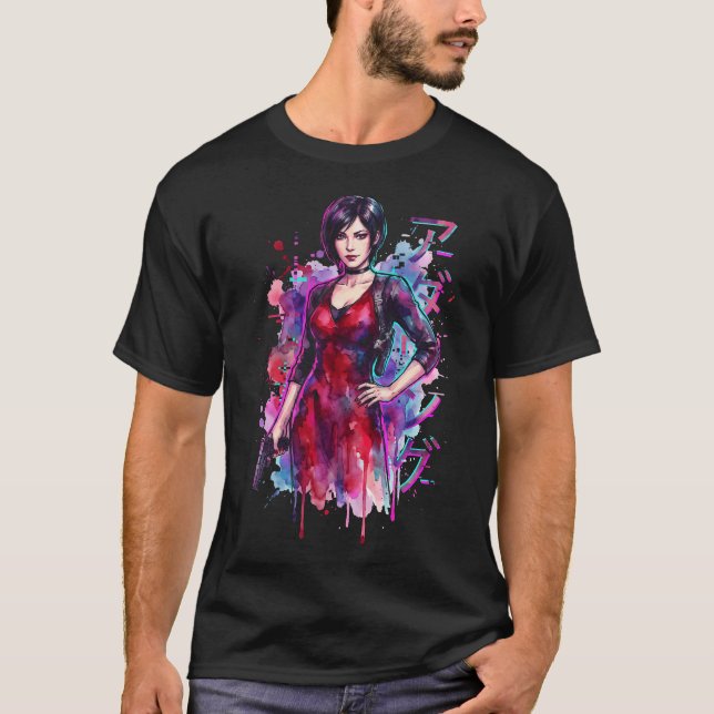 Resident Evil Ada Wong Vaporwave Retro Synthwave T-Shirt (Vorderseite)