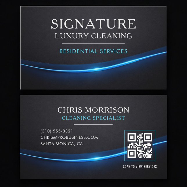 Residential Cleaning Services QR Code Professional Visitenkarte (Von Creator hochgeladen)