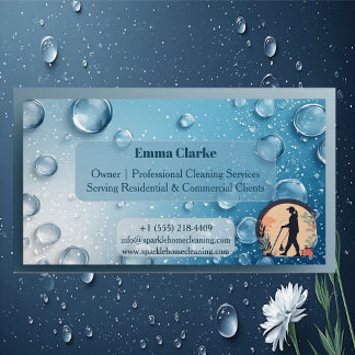 Residential & Commercial Cleaning Water Droplets   Magnetische Visitenkarte