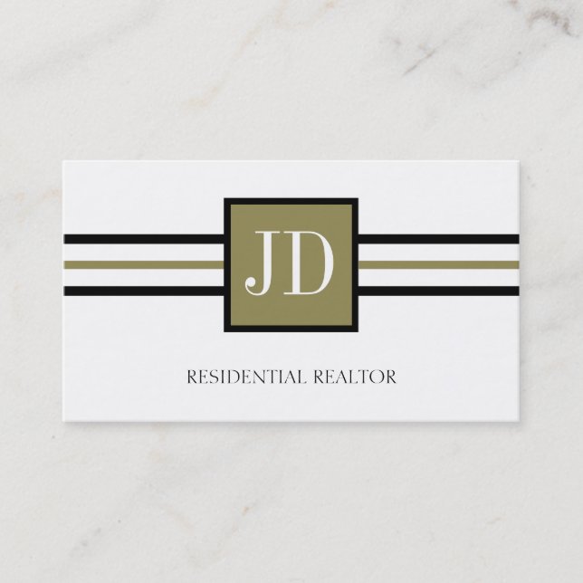 Residential Realtor Broker Monogram White Paper Visitenkarte (Vorderseite)
