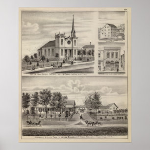 Residenz, Bauernhof, Kirche und Geschäft in Minnes Poster