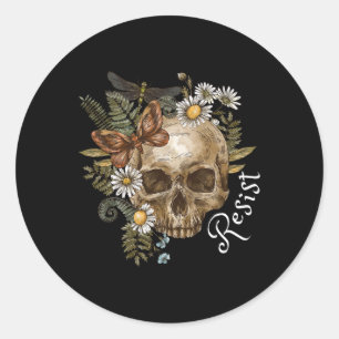Residenz Subtle Anti Trump Skull Botanical Pr Runder Aufkleber