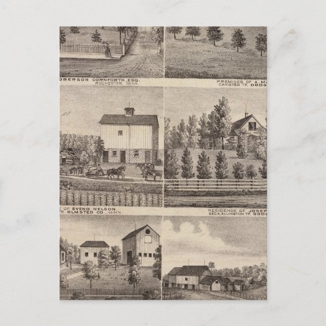 Residenzen in Rochester und in Dodge, Minnesota Postkarte (Vorderseite)