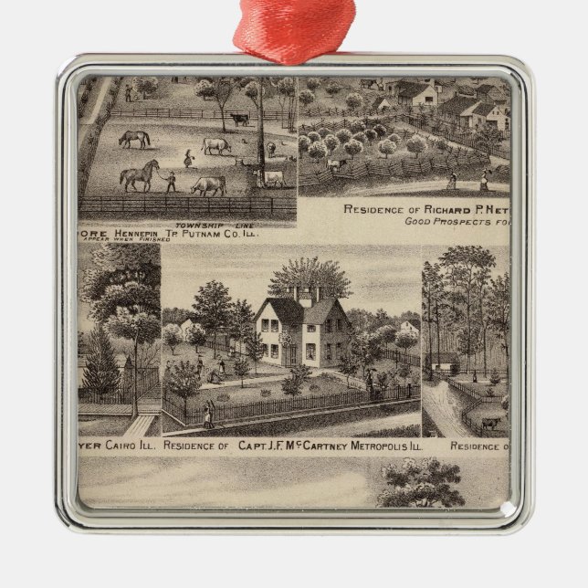 Residenzen und Bauernhöfe in Edgar, Hardin, Massac Silbernes Ornament (Vorne)