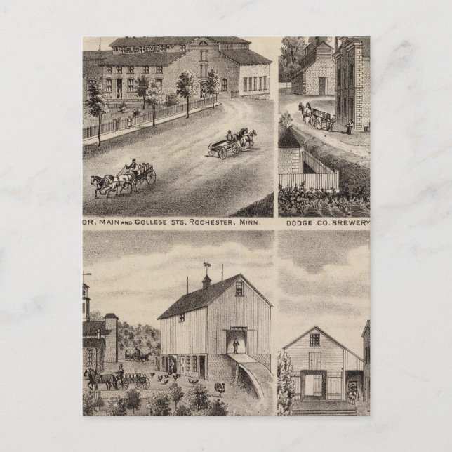 Residenzen und Brauereien in Rochester, Minnesota Postkarte (Vorderseite)