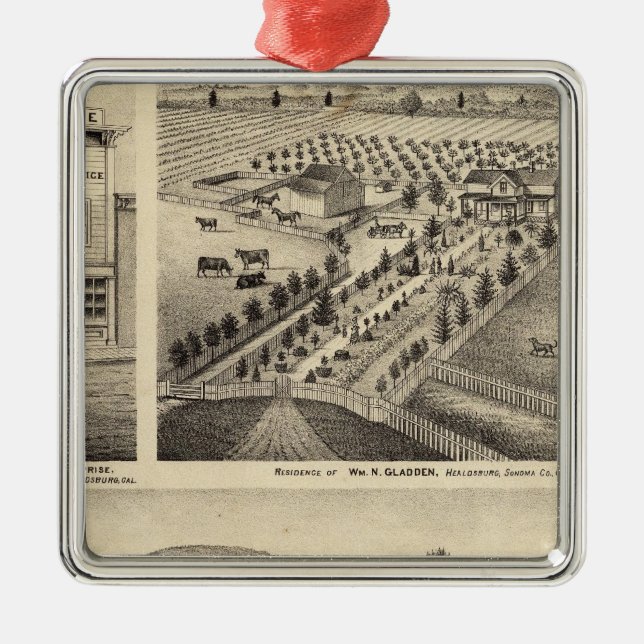Residenzen von Wm N Gladden und Ina B Miller Silbernes Ornament (Vorne)