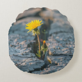 Resilient Dandelion Pillow on Cozy Faux Fur Rundes Kissen