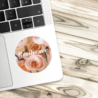 Resilienz Jesaja 41:10 Vers elegante rosa Rosen Runder Aufkleber
