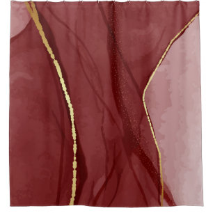 Resin art, dark red marsala abstract background. E Duschvorhang
