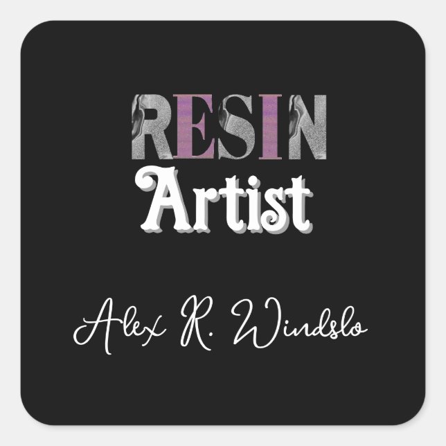 Resin Artist Personalisiert Quadratischer Aufkleber (Vorderseite)