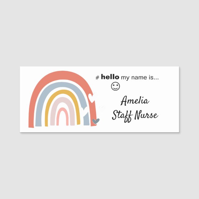 Resin Finish Hallo Mein Name ist Rainbow Name Abze Namensschild (Vorderseite)