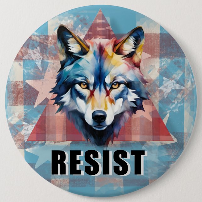 Resis Deep Political Wolf Button (Vorderseite)