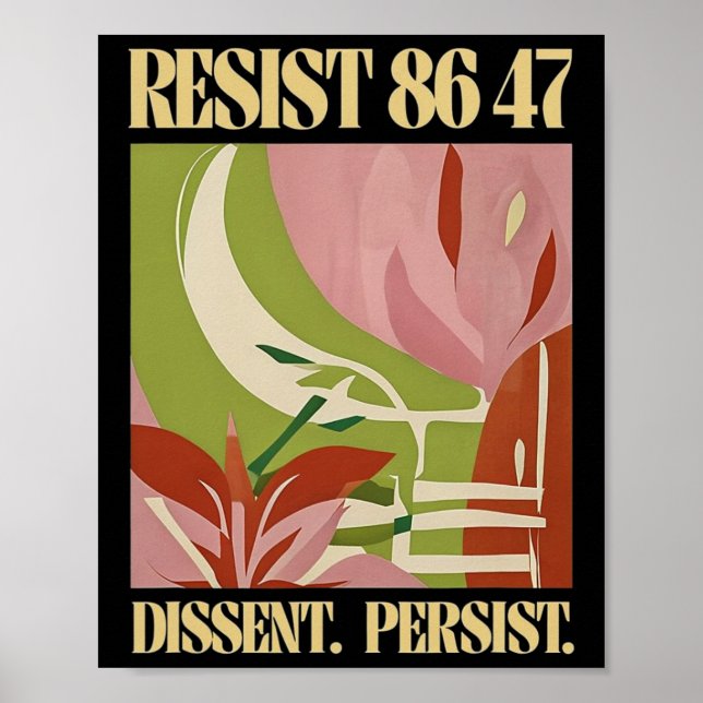 Resist 8647 Dissent Persist Anti Trump Floral Femi Poster (Vorne)