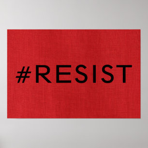 #Resist auf Red Linen Texture Foto Poster