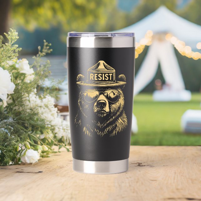 Resist Bear Schützen Sie unsere Nationalparks Thermobecher (Hochzeit (gedreht))