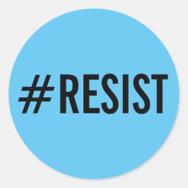 #Resist, fett schwarzer Text auf blaue Aufkleber