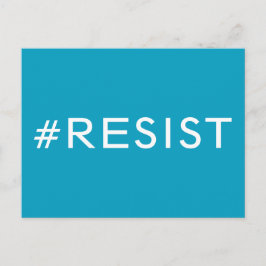 #Resist, fett weißer Text auf hellblau, alle Kappe Postkarte