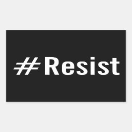 #Resist, fett weißer Text auf schwarzen Aufklebern Rechteckiger Aufkleber