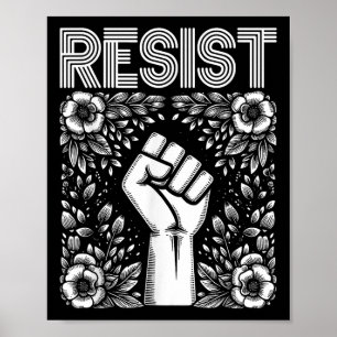 Resist Fist Boho Blume Anti Trump Protest Activis Poster