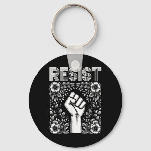 Resist Fist Boho Blume Anti Trump Protest Activis Schlüsselanhänger