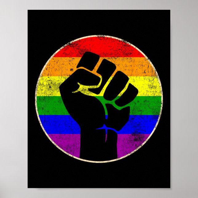 Resist Fist Rainbow Lesbian Gay Lgbt Stärke Power Poster (Vorne)