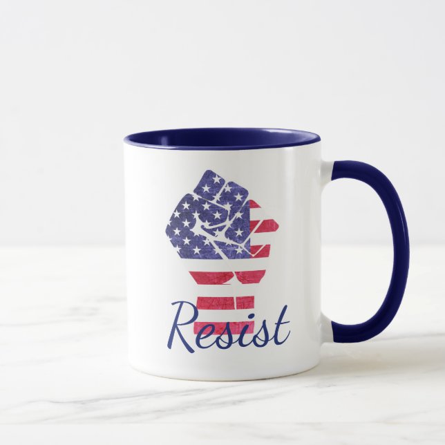 Resist FistAmerikanische Flag-Demokrat gegen Trump Tasse (Rechts)