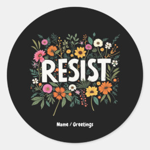 RESIST Floral Anti-Trump-politischer Protest Runder Aufkleber