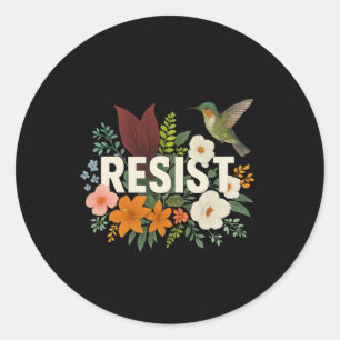 Resist Floral Anti Trump politischer Protest Runder Aufkleber