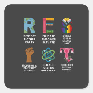 Resist Floral LGBTQ Rechte Trans Equality Quadratischer Aufkleber