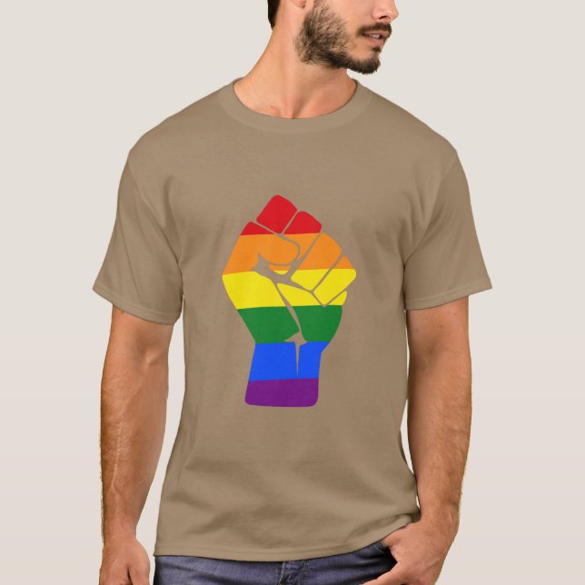 #Resist LGBT Rainbow Raw Fist Protest T-Shirt (Vorderseite)
