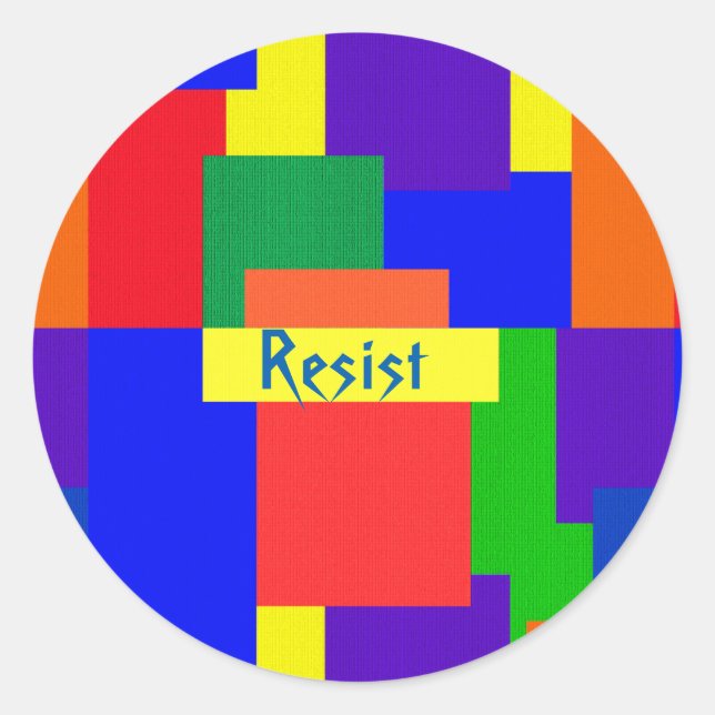Resist Patchwork Rainbow Quilt Design Stickers (Vorderseite)