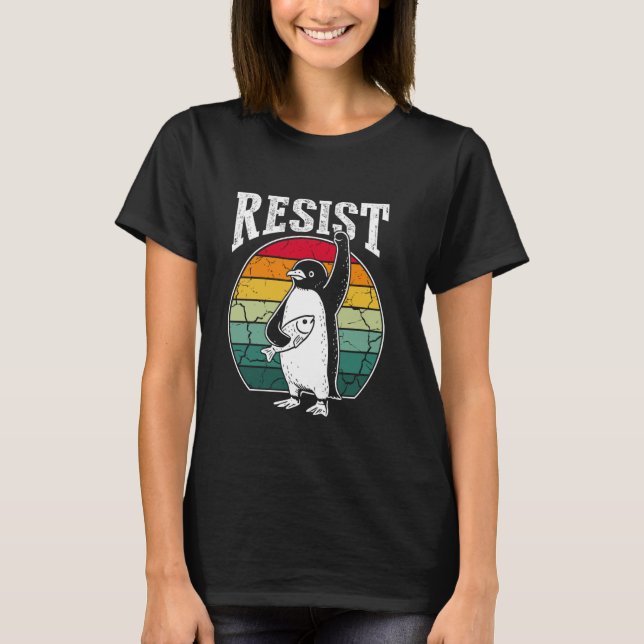 RESIST PENGUIN Shirt Resist Pinguin Aktivismus Fun (Vorderseite)