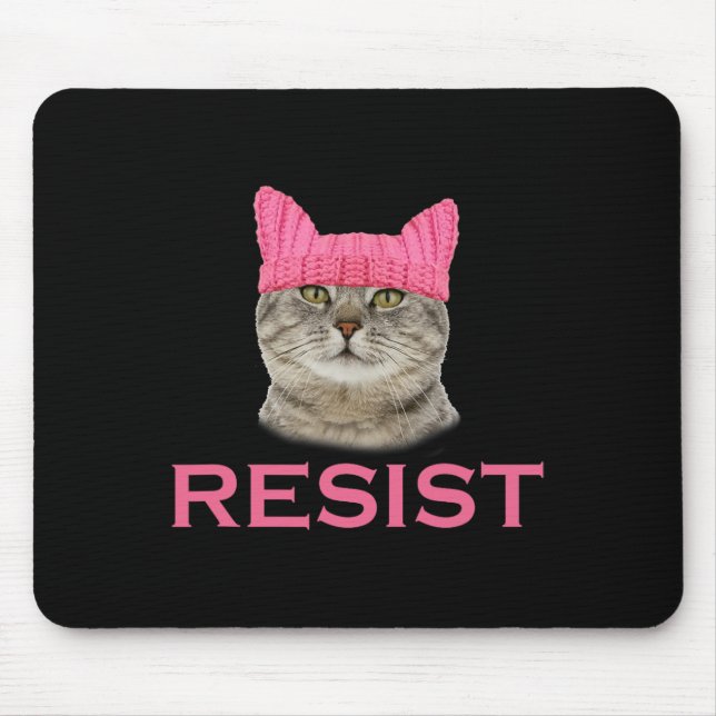 Resist Persist Protest März Cat Hat Mousepad (Vorne)